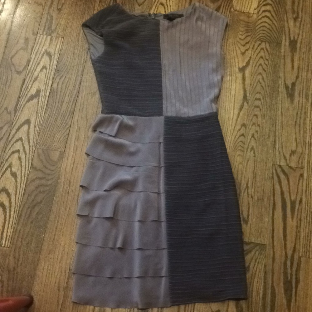 BCBG stretch silk pleated tired dress